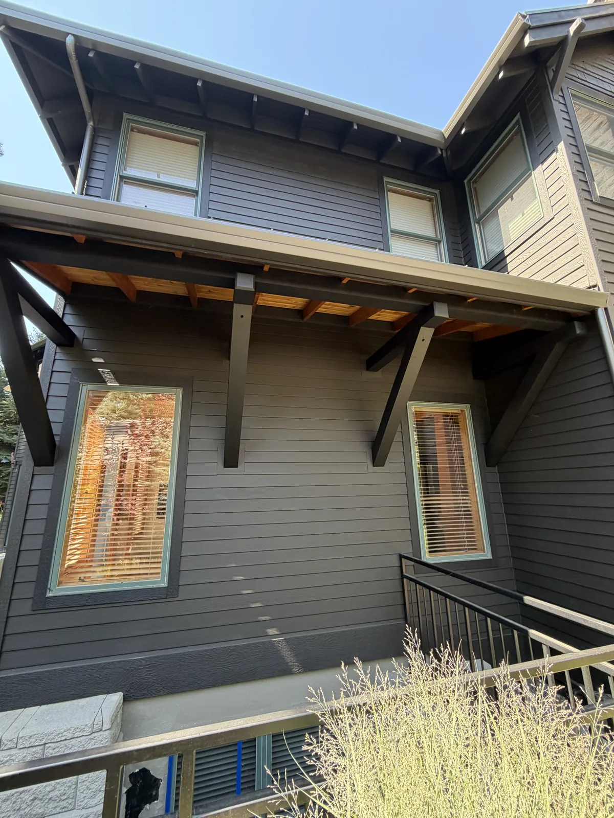 Replaced siding and soffit line at the Broken Top home