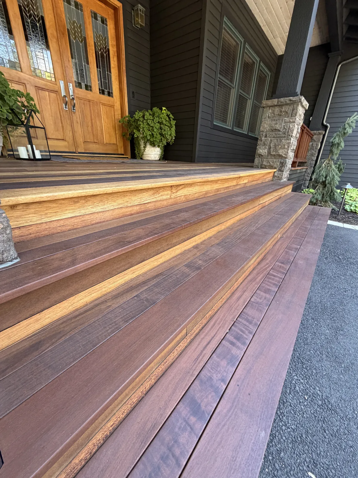 Detail of the rebuilt front steps
