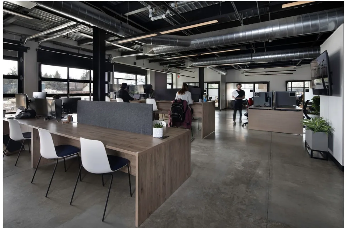 Open-plan office after a commercial interior build-out