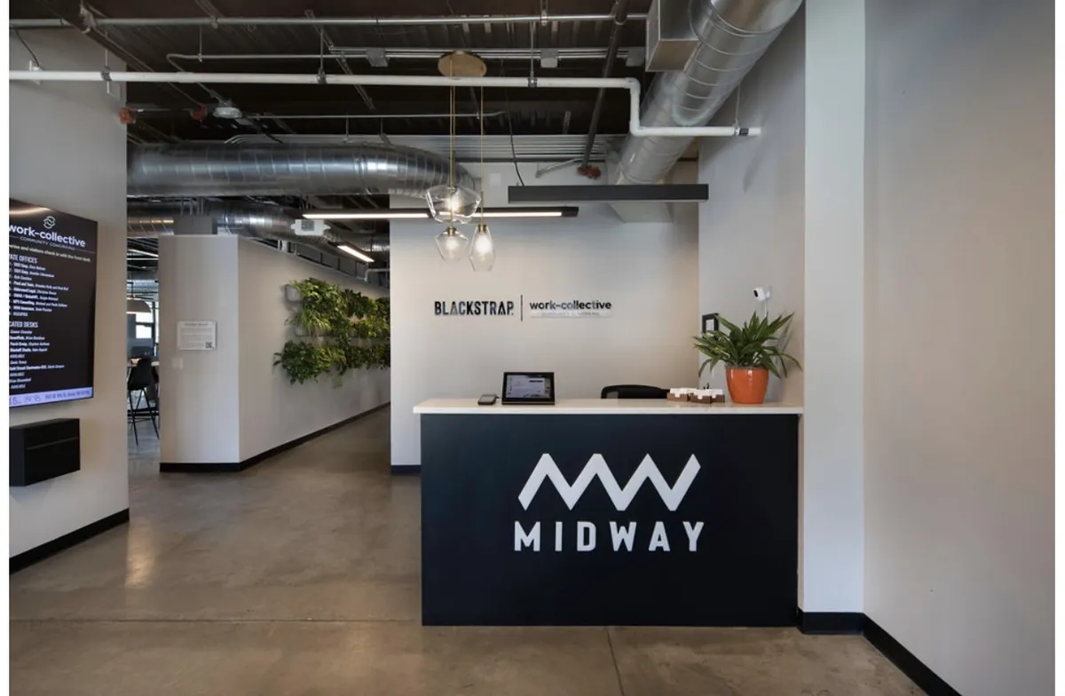 Office reception area after a commercial interior build-out