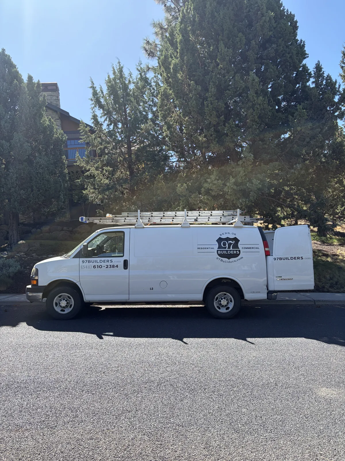 97 Builders van parked at a Central Oregon home